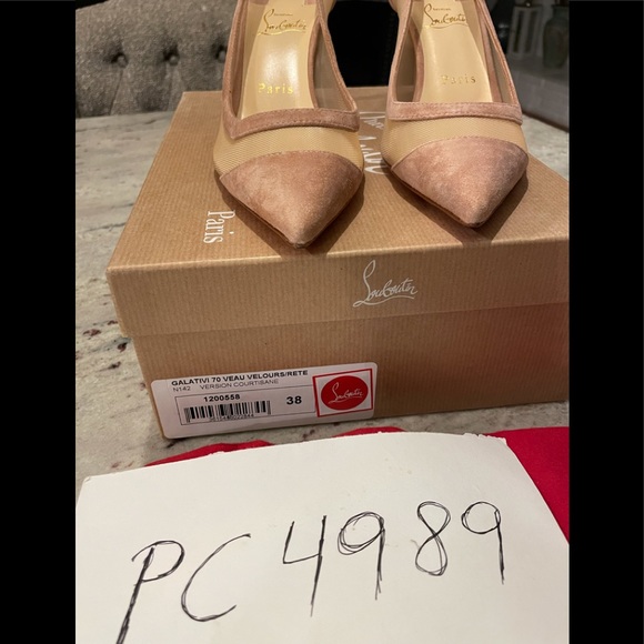 SOLD Christian Louboutin Galativi 70 nude mesh heels 38 - Picture 4 of 12